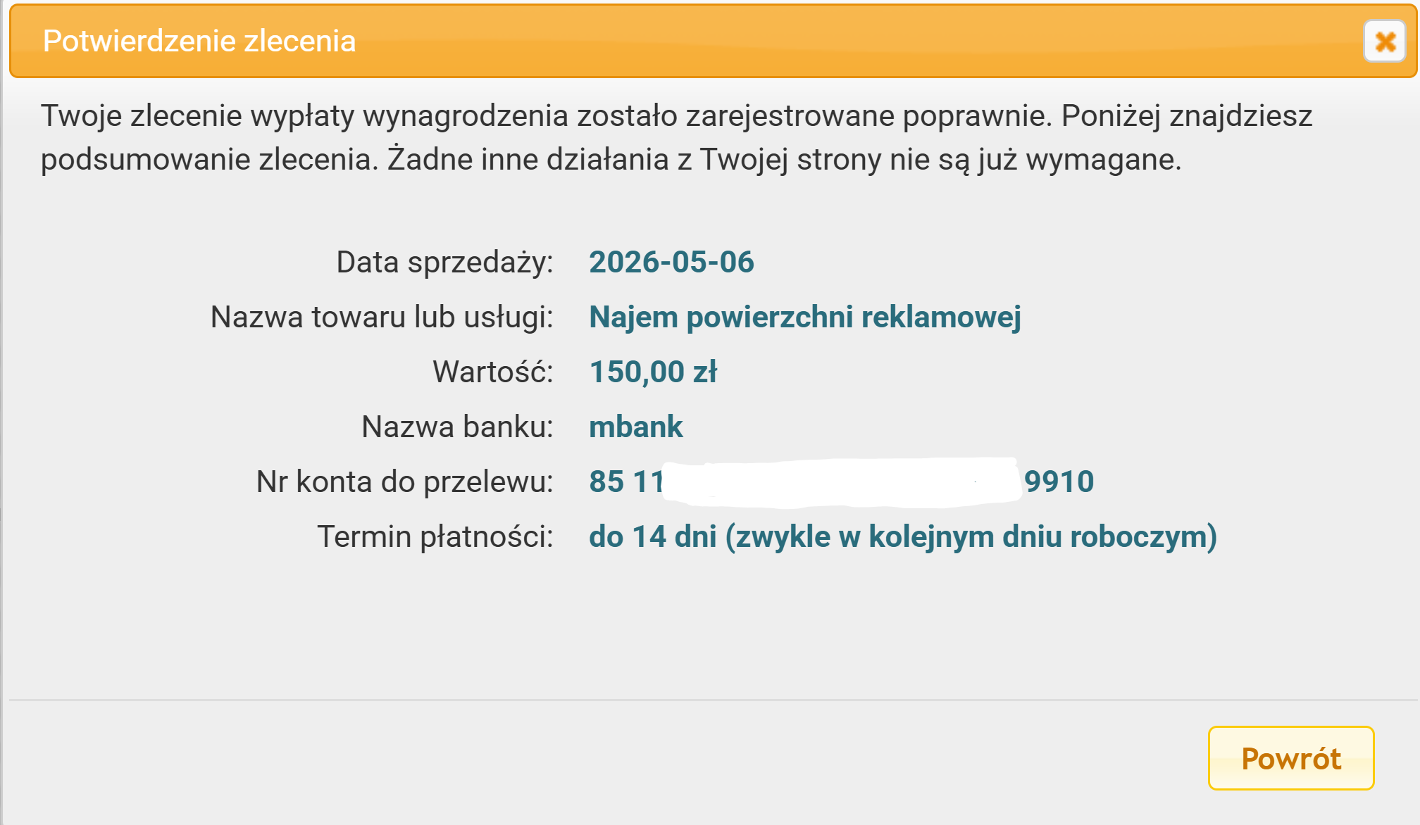 Dowód wypłaty środków 1